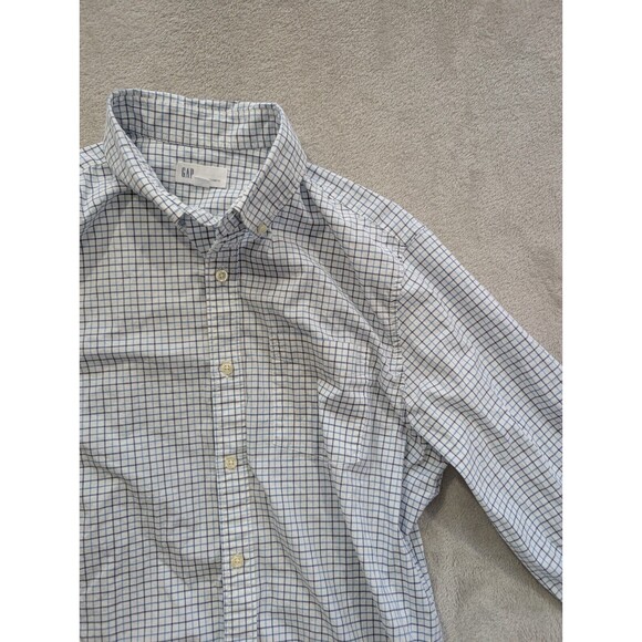 Gap Standard Fit Button-Up Shirt Men's Size M White Striped Long Sleeve Cotton - Picture 7 of 16